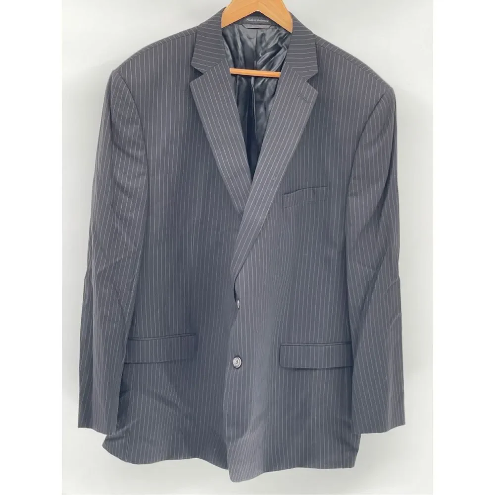 Lauren Ralph Lauren Blazer Sport‎ Coat Suit Jacket Men 52 R Black Striped Wool